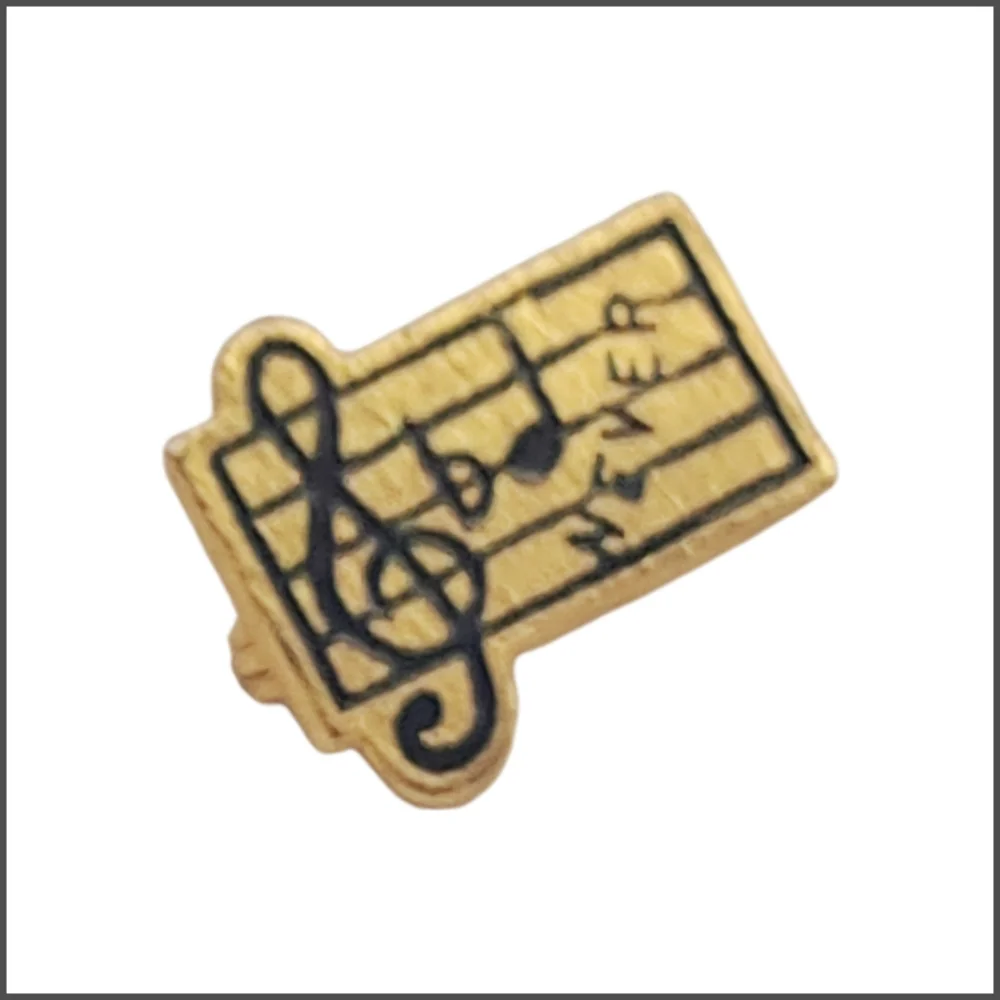 Music Note Brooch Gold Tone Treble Clef Pin 1972